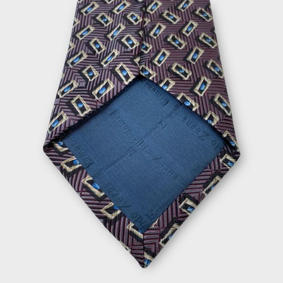 $210 Ermenegildo ZEGNA Exclusive Mens Designer Necktie SILK Geometric 56L x 3.75 - Picture 11 of 11